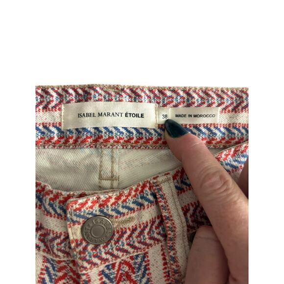 Isabel Marant Étoile Chevron Striped Multicolor Skinny Jeans Pants FR 38- US 6 - Picture 8 of 10